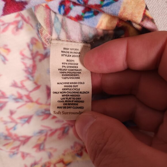 Soft Surroundings Tunic Top Womens M Floral Embroidered Boho 3/4 Sleeve Colorful - Picture 11 of 14